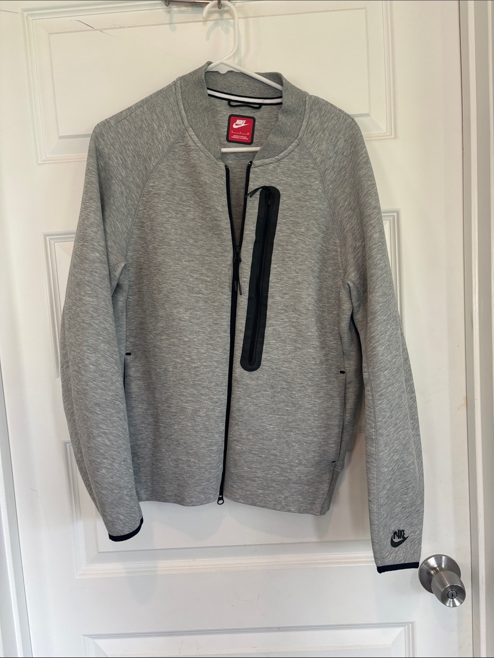 Tech Grey Bomber Jacket with Black Zip Chest Pocket